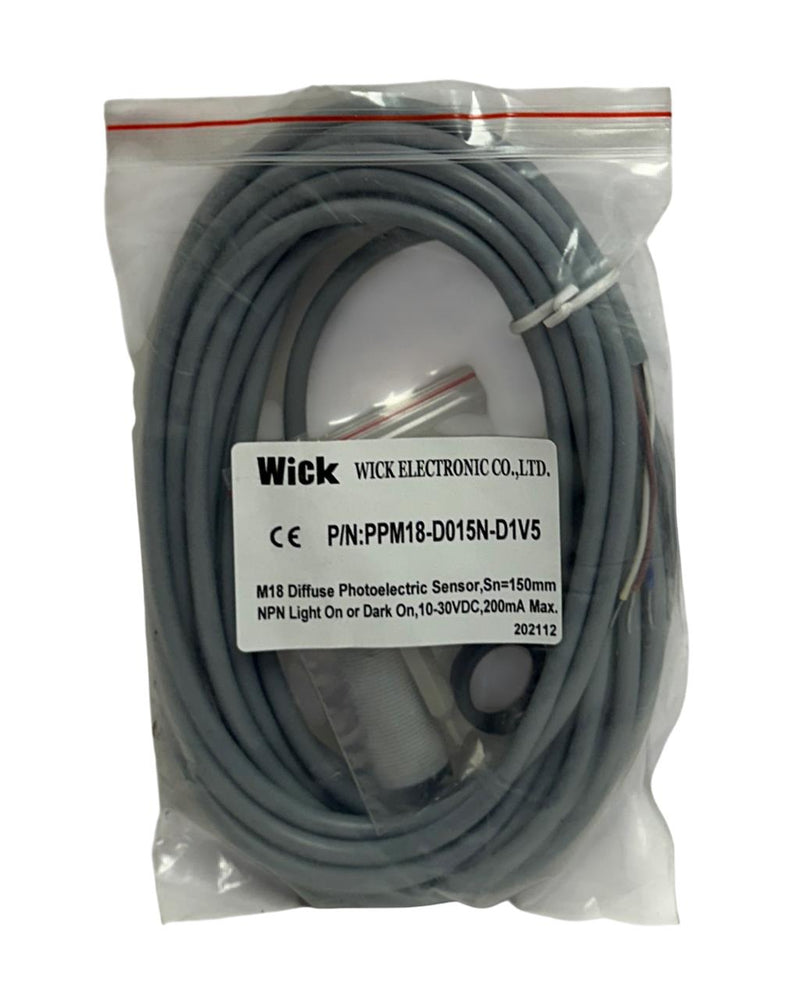 WICK ELECTRONIC PPM18-D015N-D1V5 / 202112 PHOTOELECTRIC SENSOR 10-30VDC M18 NSMP