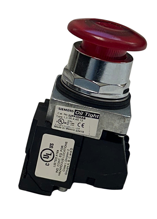 SIEMENS 52PP2DRAB Oil Tight PUSH-PULL OPERATOR PUSH BUTTON 24V RED 2-POS NSMP