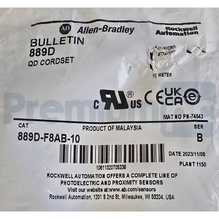 Allen-Bradley 889D-F8AB-10 /B QD Cordset DC Micro M12 8-Pin 10m 889DF8AB10 NSFS