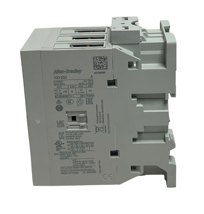 ALLEN BRADLEY 100-E52KJ00 /A IEC CONTACTOR 52A 20-60VDC PN-519976 100-E52 NSMP
