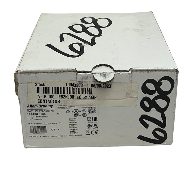 ALLEN BRADLEY 100-E52KJ00 /A IEC CONTACTOR 52A 20-60VDC PN-519976 100-E52 NSMP