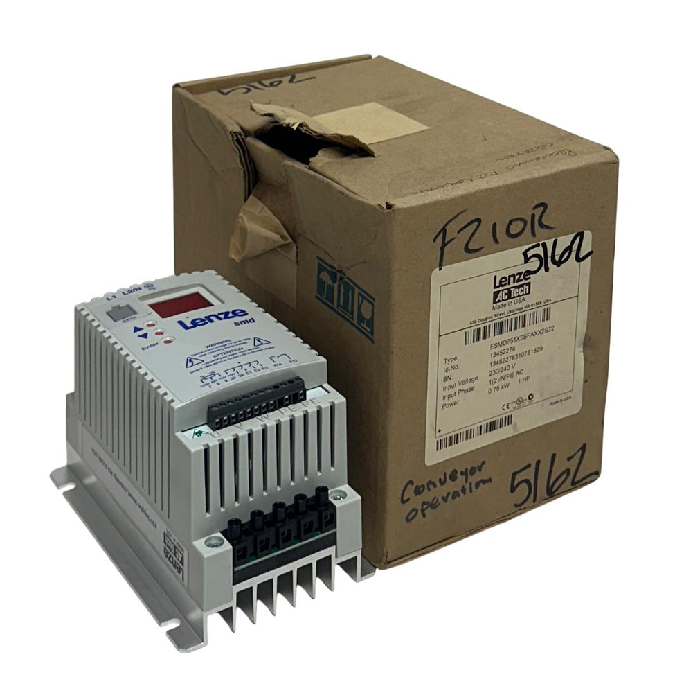 LENZE AC TECH ESMD751X2SFA / 13452276 SMD INVERTER DRIVE 0.75kW/1.0HP NSMP *READ