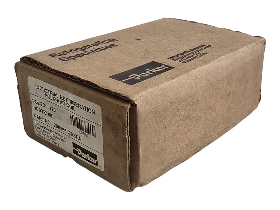 Parker 208566 Refrigeration Solenoid Coil 120V 60Hz Green LED DIN Connector NSMP