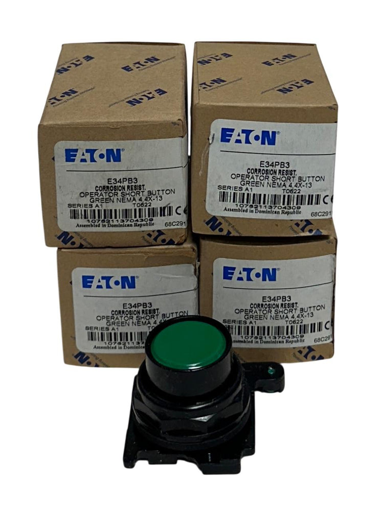 4 EATON E34PB3 CORROSION RESISTANT OPERATOR PUSH BUTTONS GREEN SERIES A1 NSMP