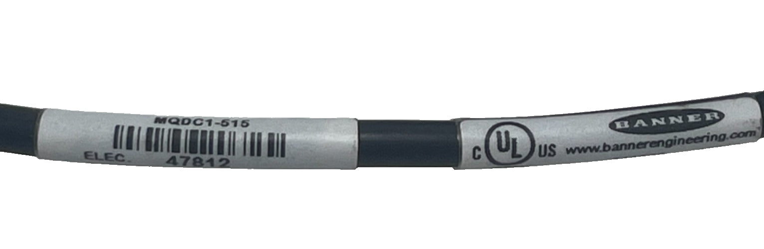 BANNER MQDC1-515 STRAIGHT FEMALE CONNECTOR CYJV CABLE 5-PIN M12 16.4FT 7WA1 NSNP