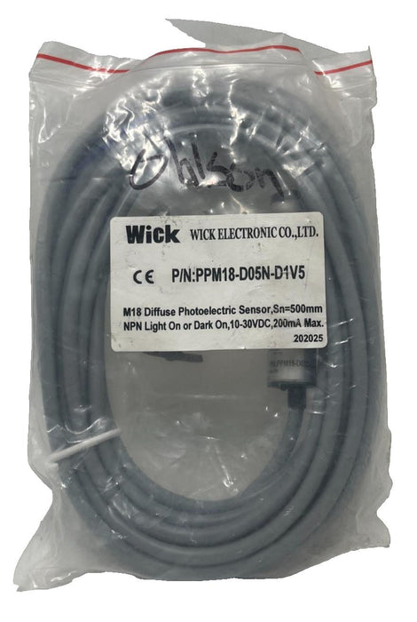 WICK PPM18-D05N-D1V5 M18 DIFFUSE PHOTOELECTRIC SENSOR, Sn=500mm, 10-30VDC, NSMP