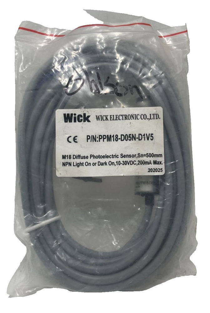 WICK PPM18-D05N-D1V5 M18 DIFFUSE PHOTOELECTRIC SENSOR, Sn=500mm, 10-30VDC, NSMP