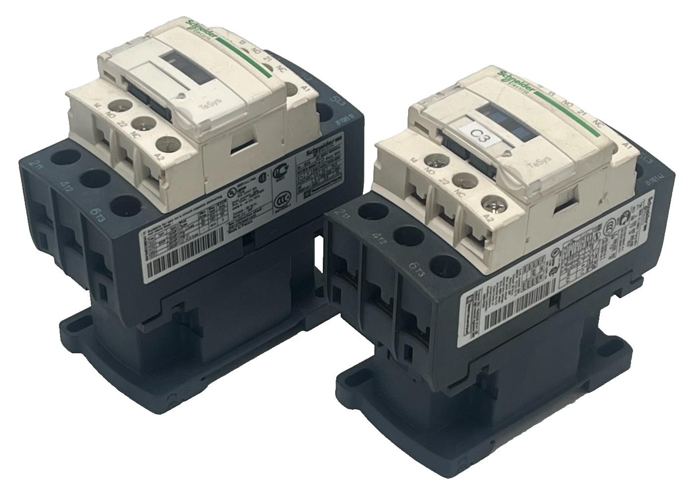 LOT OF 2 Schneider Electric LC1D32G7 32A 3‑Pole (3NO)  IEC Contactor 120VAC NSNP