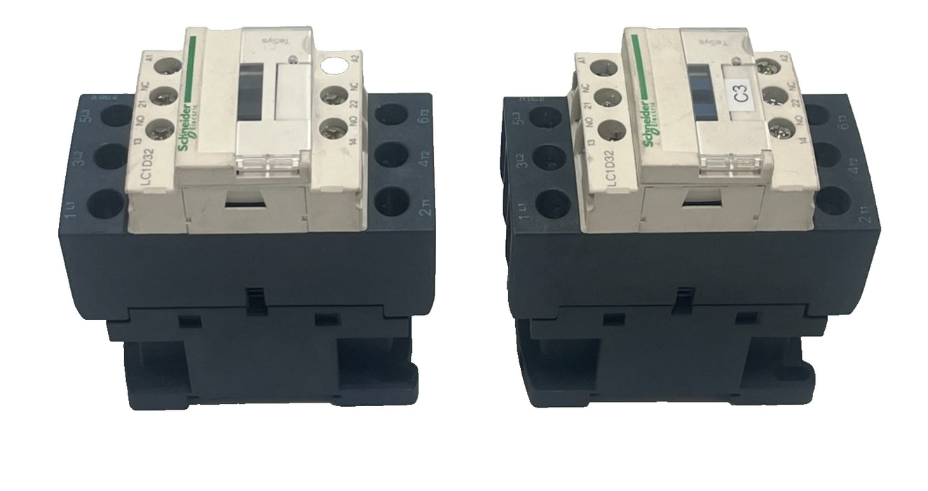 LOT OF 2 Schneider Electric LC1D32G7 32A 3‑Pole (3NO)  IEC Contactor 120VAC NSNP