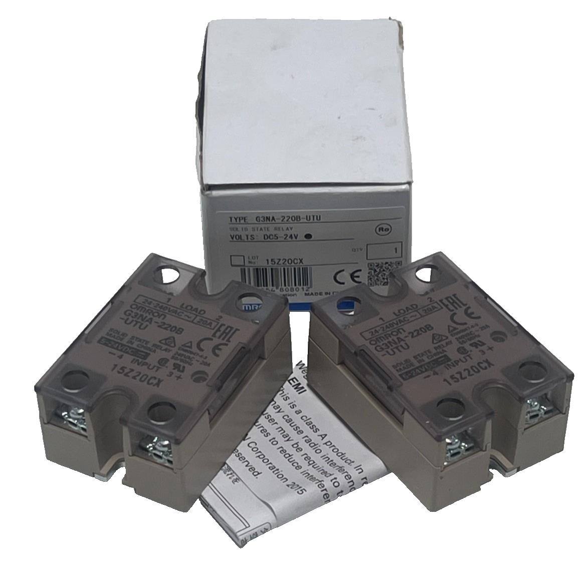 LOT OF 2 NEW OMRON G3NA-220B-UTU SOLID STATE RELAY DC5-24VDC (1 NSMP, 1 NSNP)