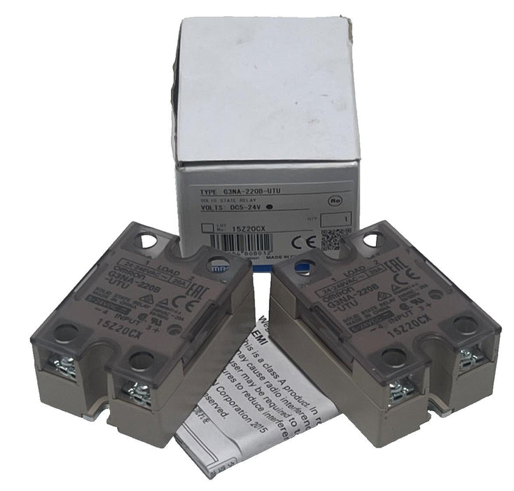 LOT OF 2 NEW OMRON G3NA-220B-UTU SOLID STATE RELAY DC5-24VDC (1 NSMP, 1 NSNP)
