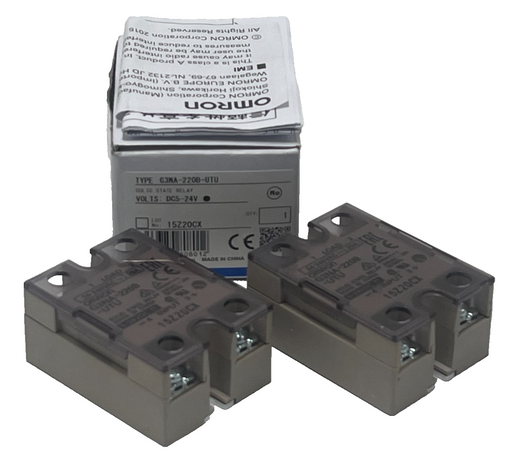 LOT OF 2 NEW OMRON G3NA-220B-UTU SOLID STATE RELAY DC5-24VDC (1 NSMP, 1 NSNP)