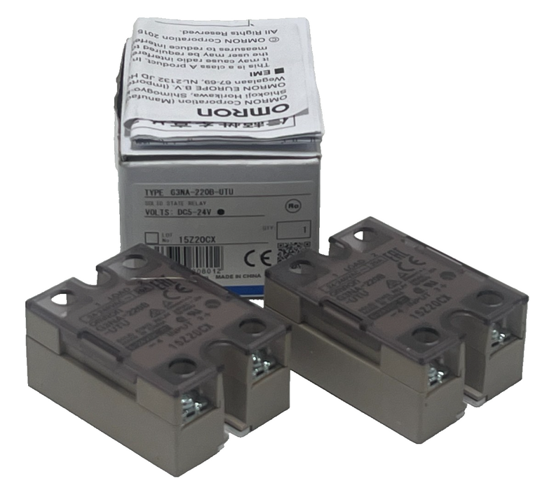 LOT OF 2 NEW OMRON G3NA-220B-UTU SOLID STATE RELAY DC5-24VDC (1 NSMP, 1 NSNP)