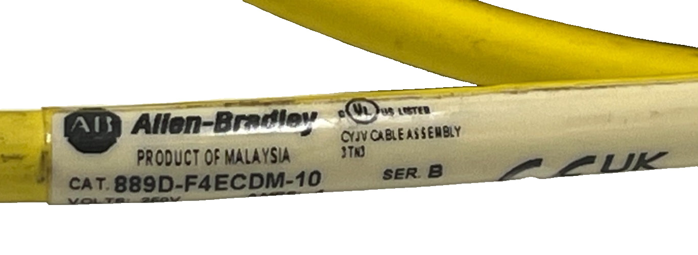 ALLEN BRADLEY 889D-F4ECDM-10 SER B MICRO CABLE FEMALE TO MALE STRAIGHT 4PIN 10M