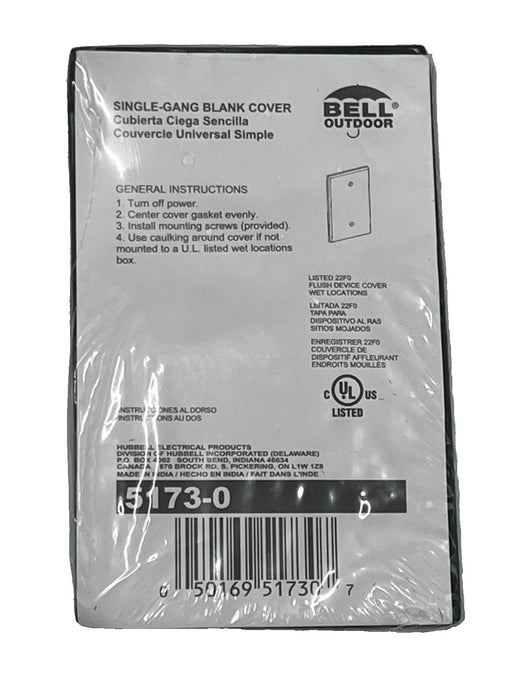 LOT OF 10 BELL OUTDOOR 5173‑0 SINGLE GANG BLANK COVER WEATHERPROOF GRAY ALUMINUM