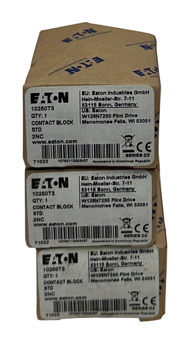 3 EATON 10250T3 STD CONTACT BLOCKS HEAVY-DUTY 2NC SERIES D2 600VAC NSMP