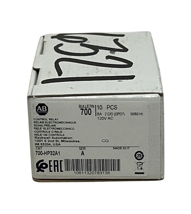 9 ALLEN BRADLEY 700-HP32A1 /A BULLETIN 700 CONTROL RELAYS 8A 2C/O (DPDT) NSMP