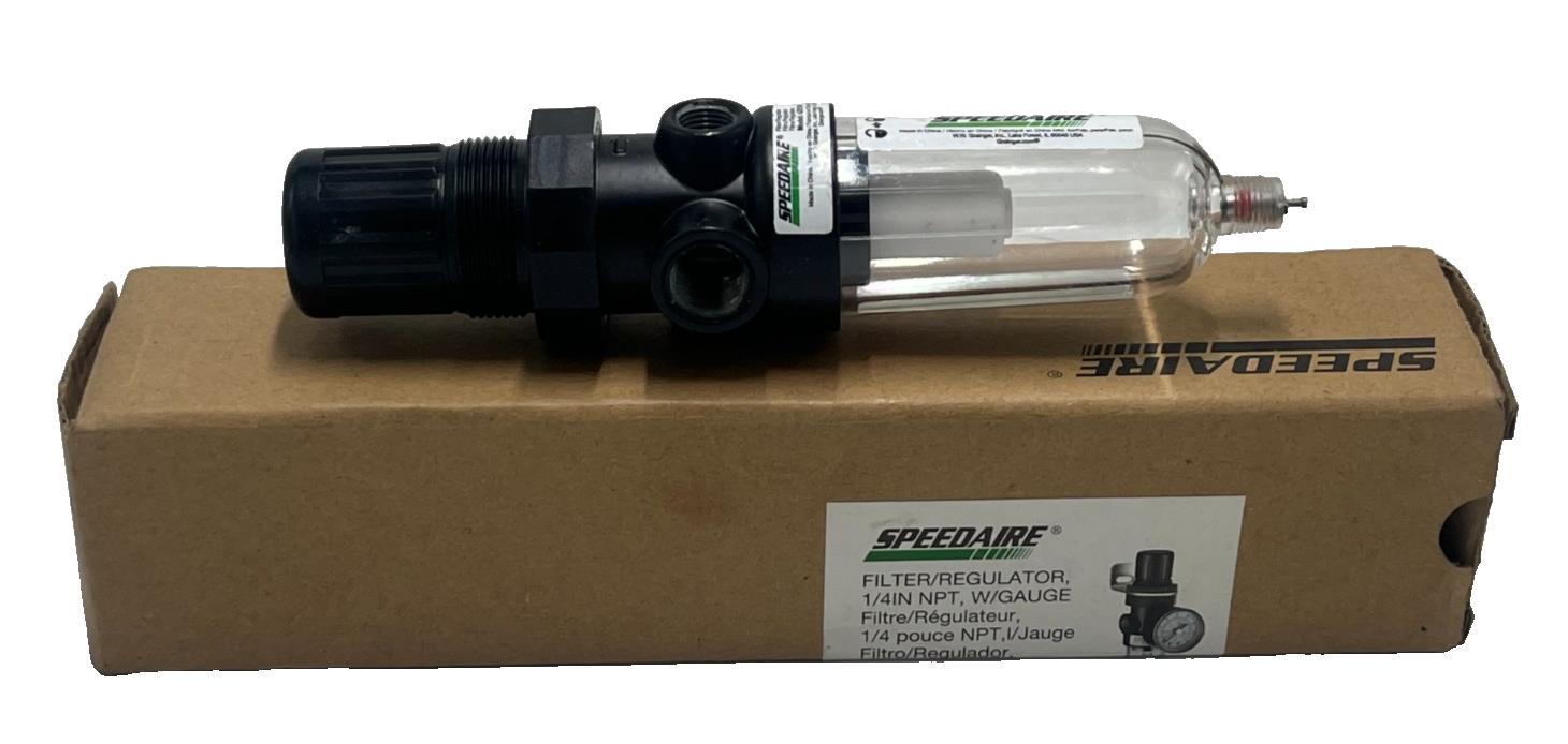 SPEEDAIRE 4ZK76A Filter/Regulator with Gauge ¼″ NPT 5-125 psi 150 psi Max, NSMP