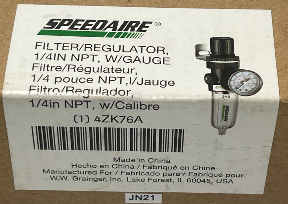 SPEEDAIRE 4ZK76A Filter/Regulator with Gauge ¼″ NPT 5-125 psi 150 psi Max, NSMP