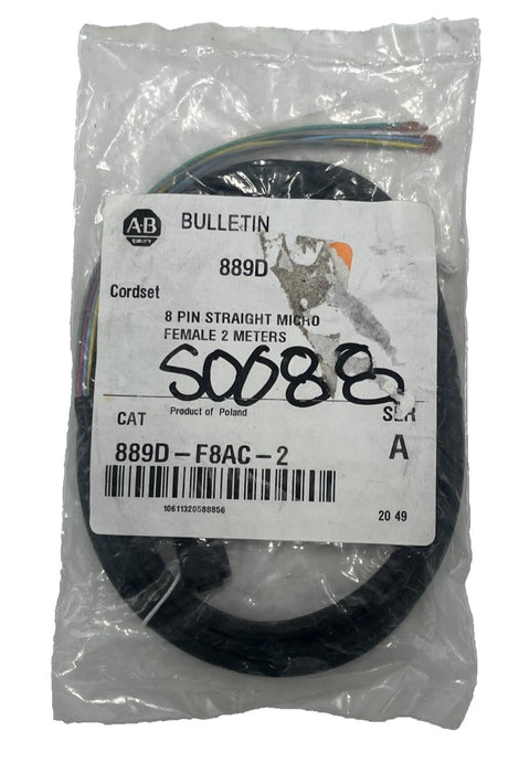 Allen-Bradley 889D-F8AC-2 Series A DC Micro Cordset M12 8-Pin 2m Yellow NSMP
