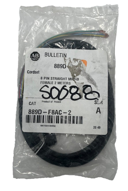 Allen-Bradley 889D-F8AC-2 Series A DC Micro Cordset M12 8-Pin 2m Yellow NSMP