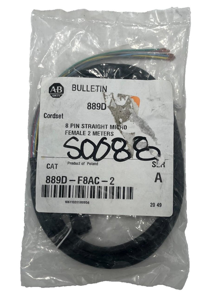 Allen-Bradley 889D-F8AC-2 Series A DC Micro Cordset M12 8-Pin 2m Yellow NSMP