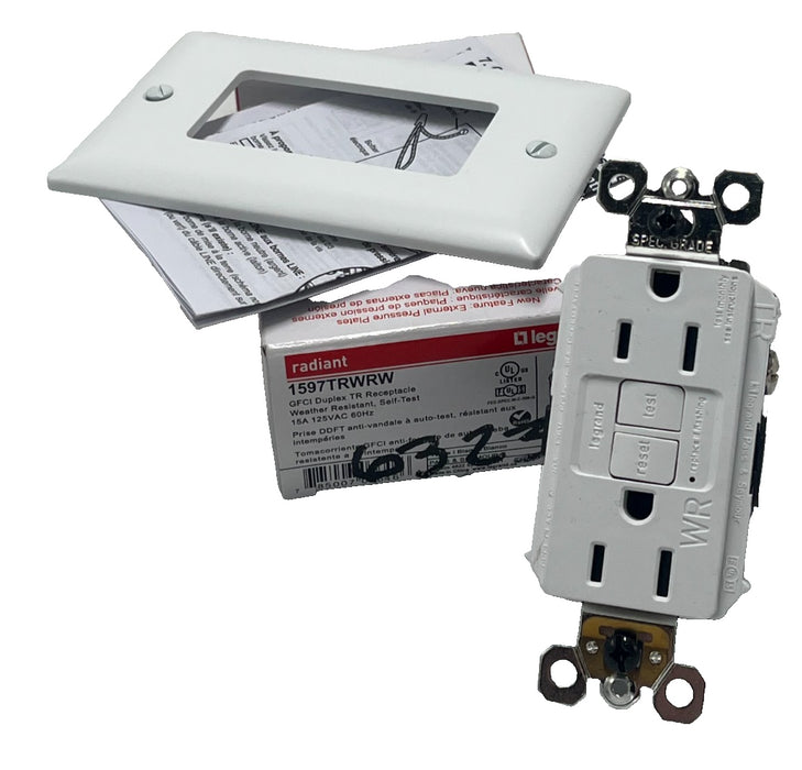 Legrand 1597TRWRW GFCI Duplex TR Receptacle weather resistant, WHITE 15A NSMP