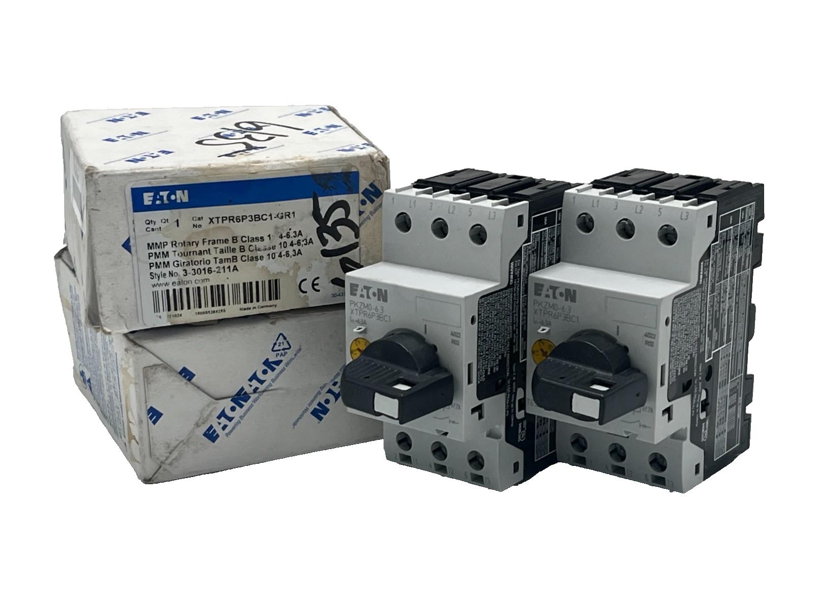 LOT OF 2 EATON XTPR6P3BC1-GR1 Manual Motor Protector, Starter / Overload Relay