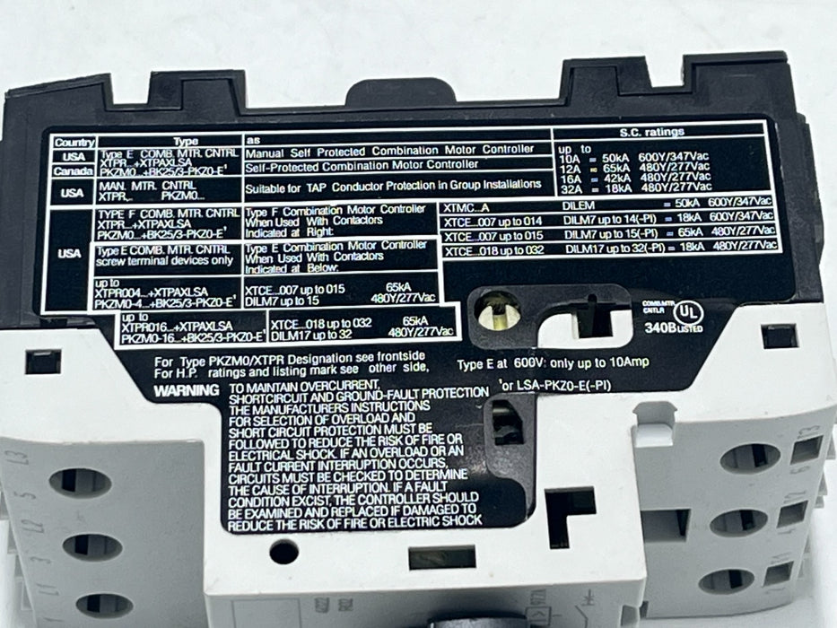 LOT OF 2 EATON XTPR6P3BC1-GR1 Manual Motor Protector, Starter / Overload Relay