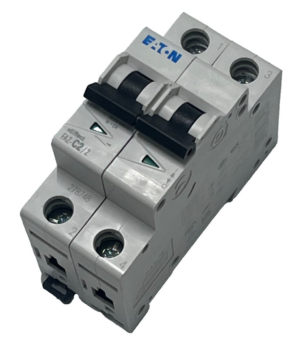 EATON FAZ-C2/2 278748 MINIATURE CIRCUIT BREAKER 2A, 2POLE, DIN RAIL MOUNT FSMP