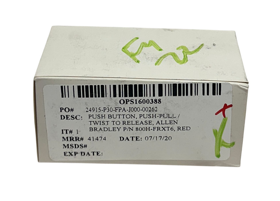 ALLEN BRADLEY 800H-FRXT6 /F 30mm PUSH-PULL BUTTON TWIST RELEASE RED 2-POS NSFS
