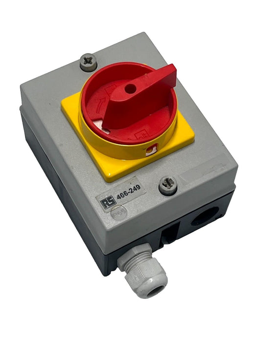 RS PRO 466-249 Rotary Isolator Switch 20A 4Pole DIN Rail Mount Non-Fused IP65