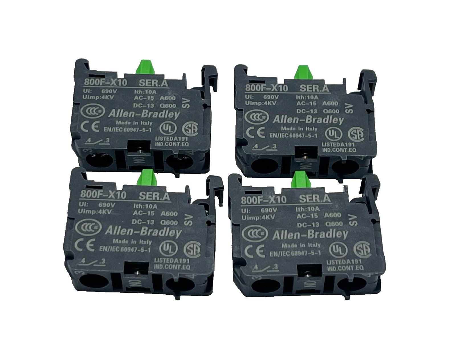 LOT OF 4 ALLEN BRADLEY 800F-X10 Screw Contact Block 1NO Push Button 22.5mm NSNP