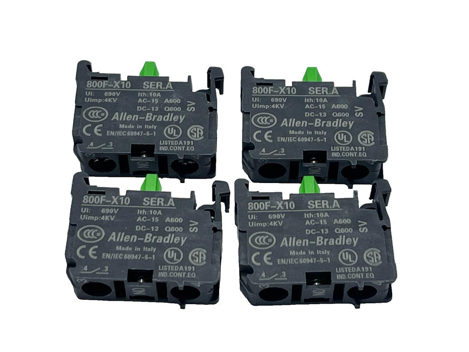 LOT OF 4 ALLEN BRADLEY 800F-X10 Screw Contact Block 1NO Push Button 22.5mm NSNP