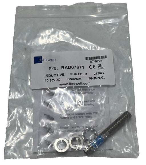 Radwell RAD07671 Proximity Sensor 8mm Shielded 2mm Range M8 QD PNP NC, NSMP
