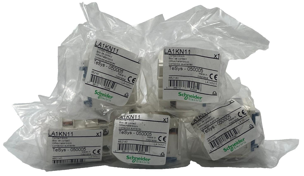 LOT OF 5 Schneider LA1KN11 Auxiliary Contact Block 1NO 1NC TeSys K Contactor