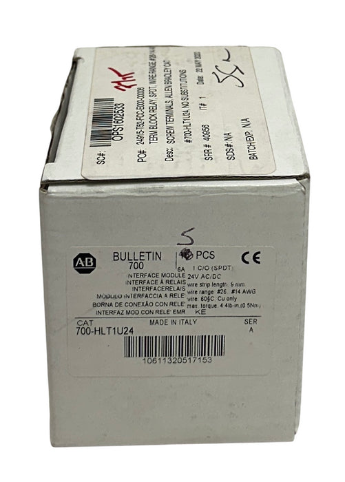 5 ALLEN BRADLEY 700-HLT1U24 /A BULLETIN 700 INTERFACE MODULES 24VAC/DC NSMP