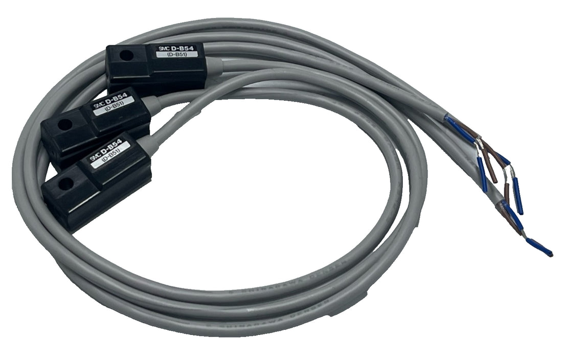(3) SMC D-B54 Inline Reed Auto Switch Sensor 2-Wire 24VDC 200VAC Band Mount NSNP