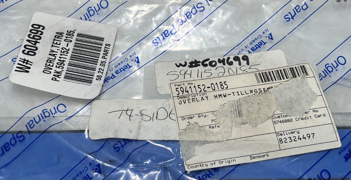 TETRA PAK HOYER 5941152-0185 OVERLAY BUTTON PANEL SCREEN HMW-TILL, NSFS