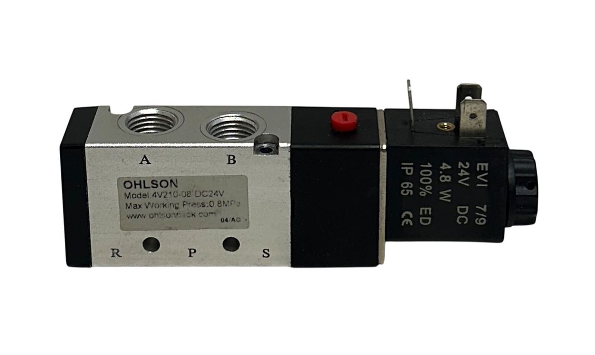 OHLSON 4V210-08-DC24V / 4V21008DC24V PNEUMATIC SOLENOID VALVE 0.8MPa 24VDC USNP