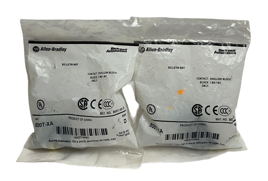 2 ALLEN BRADLEY 800T-XA /D BULLETIN 800T CONTACT BLOCKS 30.5mm 1NO/1NC NSFS
