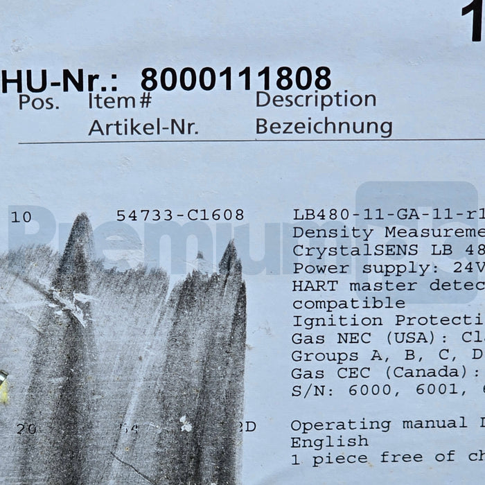 Berthold Technologies 54733-C1608 CrystalSENS LB 480 NaI 50/50 Detector LB480-11