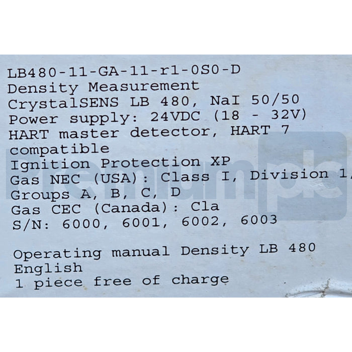 Berthold Technologies 54733-C1608 CrystalSENS LB 480 NaI 50/50 Detector LB480-11