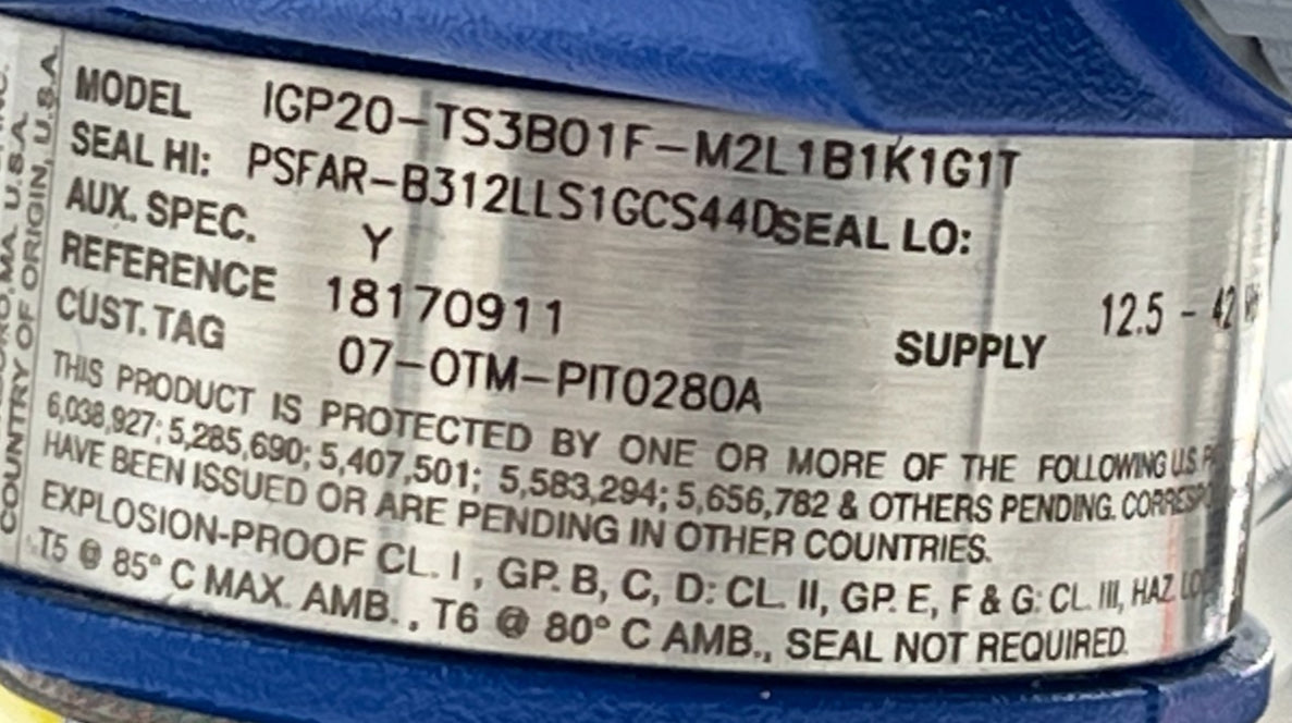 FOXBORO IGP20-TS3B01F-M2L1B1K1G1T Smart Pressure Transmitter 0-150psi HART, NSMP