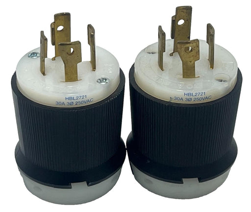 (2) HUBBELL HBL2721 TWIST-LOCK INDUSTRIAL PLUGS 30A 250V 3PH 3P4W, NSNP