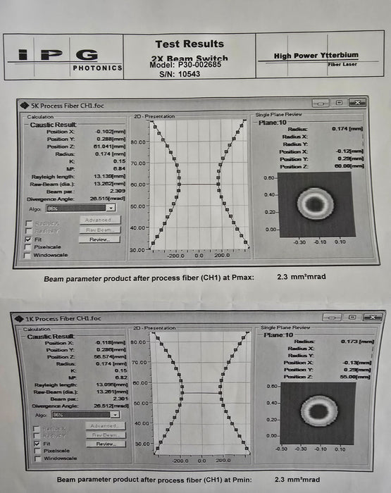 IPG Photonics P30-002685 Fiber Laser Module 2X Beam Switch P30-001226 Controller