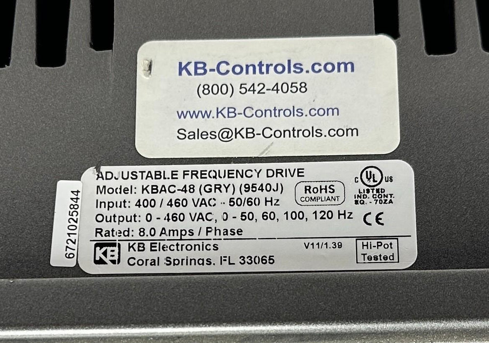 KB GENESIS KBAC-48 (GRY) / 9540J KBAC SERIES AC MOTOR SPEED CONTROL 5HP 8A NUPI