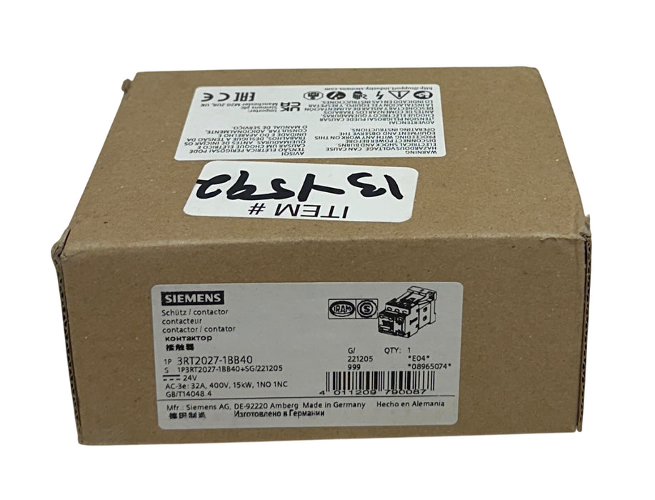SIEMENS 3RT2027-1BB40 / 3RT20271BB40 SIRIUS IEC MAGNETIC CONTACTOR 32A 24V NSMP
