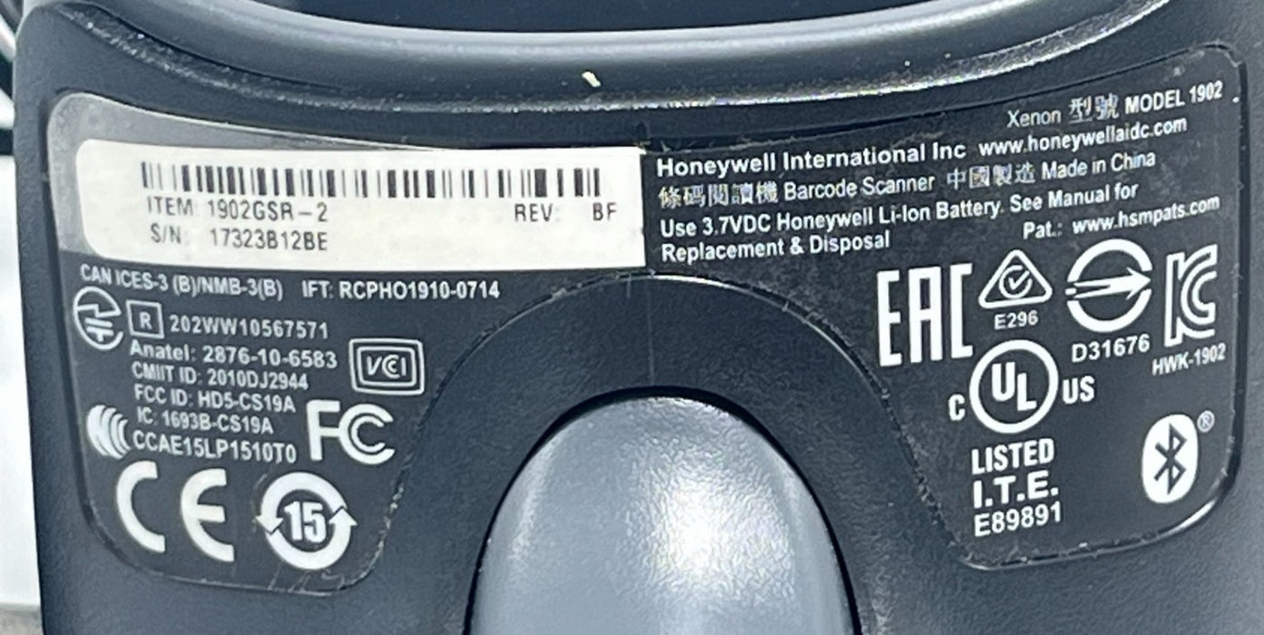 HONEYWELL Xenon 1902GSR-2 Wireless 2D Barcode Scanner Kit w/ Cradle, USB Cable,