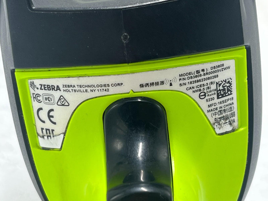 ZEBRA DS3608 Ultra-Rugged Corded 1D/2D Barcode Scanner W/ Coiled RS232 Cable